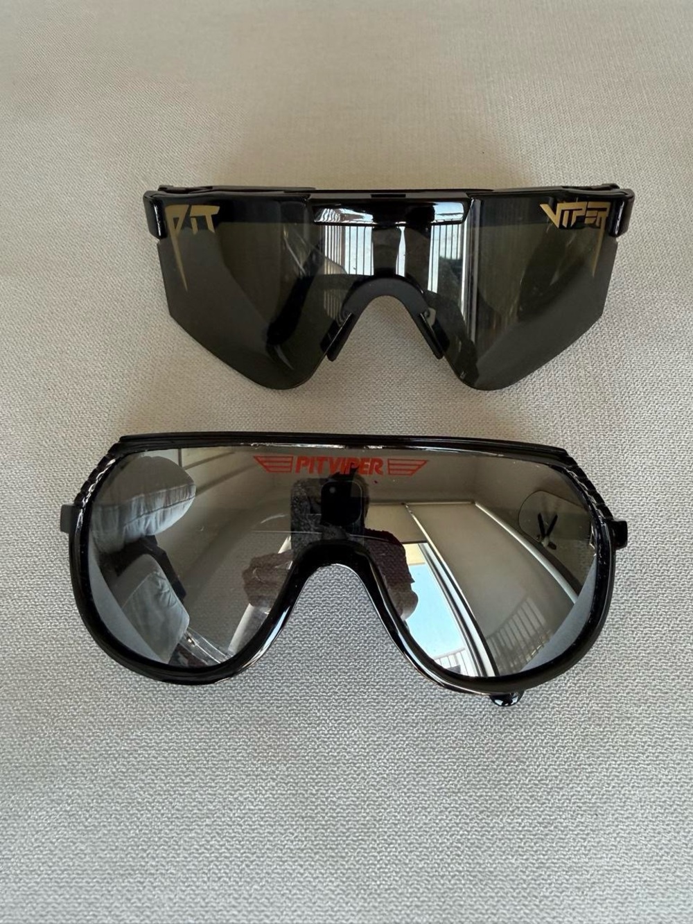 Pit Viper Men's Black Shield Sunglasses with Smoke Lenses and grey lenses
